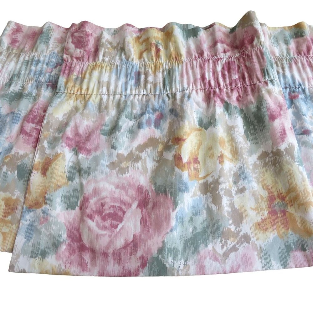 Vintage Blouson Valance 15" x 84" Multicolor Floral Watercolor Kitchen Café USA